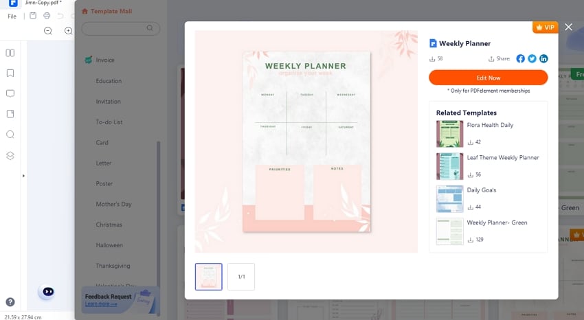 pdfelement planner template