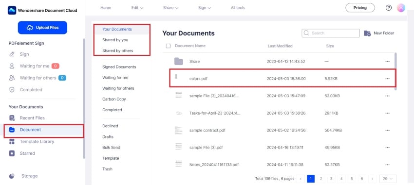 finding a file in document cloud