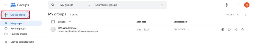 creating a new google group