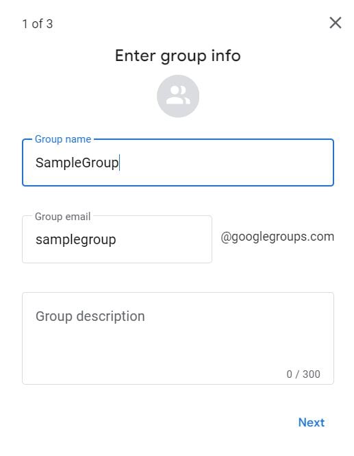 creating group name and group address