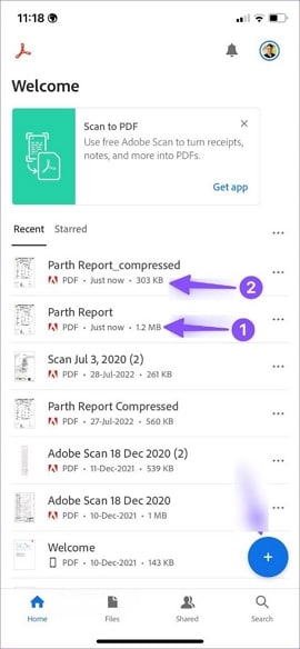 reduce file size ios with adobe