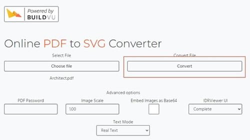 convert pdf to svg buildvu
