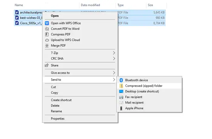 Convertire i PDF in File Zip su Windows