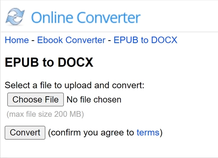 EPUB to DOCX Online