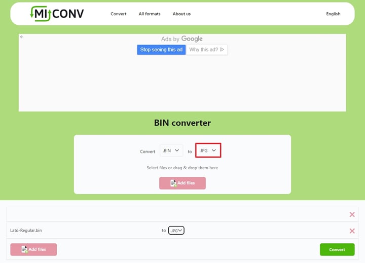miconv convert bin to pdf
