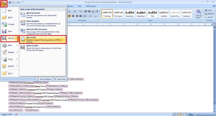 ms word export to pdf