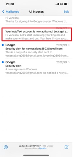 abra o gmail no ios