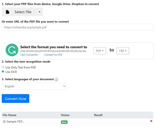 file on pdfmall ready for conversion
