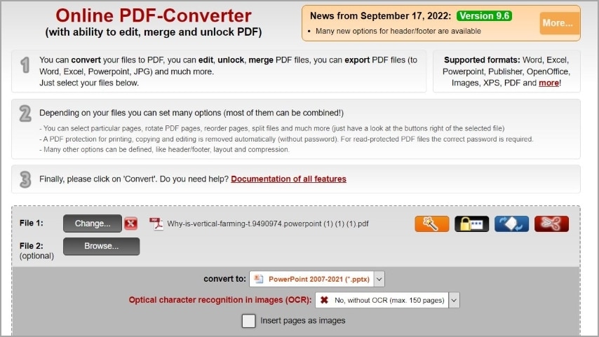 pdf to ppt converter in online2pdf