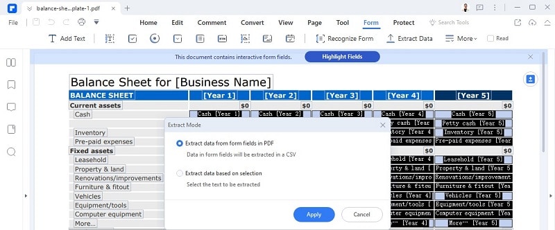 extrair dados de campos de formulário pdf
