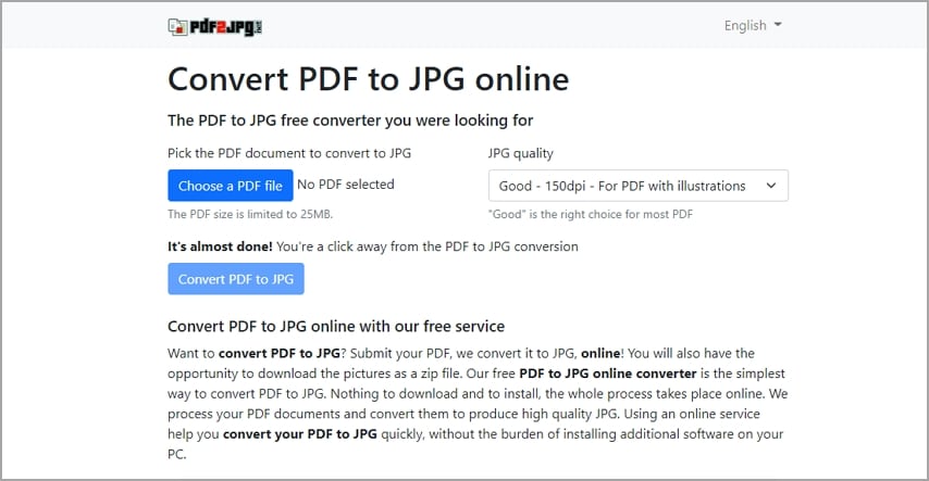 Pdf2Jpg interface