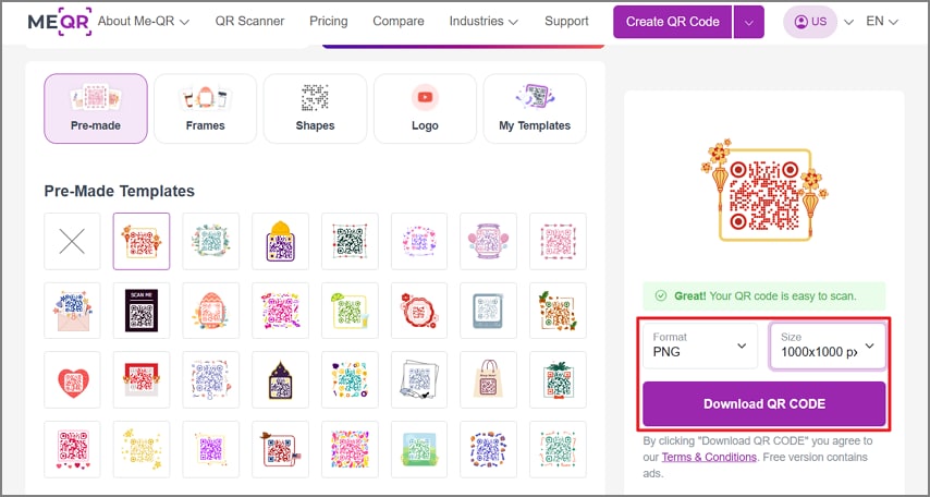 personalizar el diseño del código QR para PDF