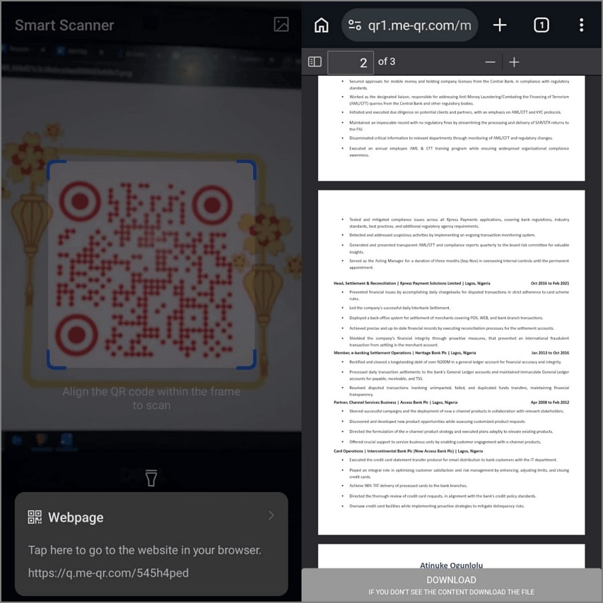 probar el código QR del PDF en otro dispositivo