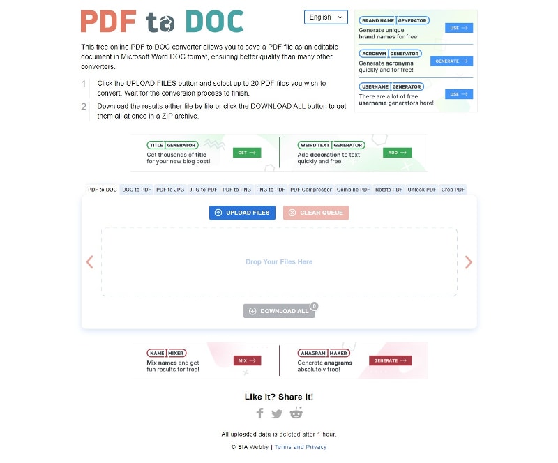 Konvertieren einer PDF-Datei in ein Word-Dokument mit PDF2DOC