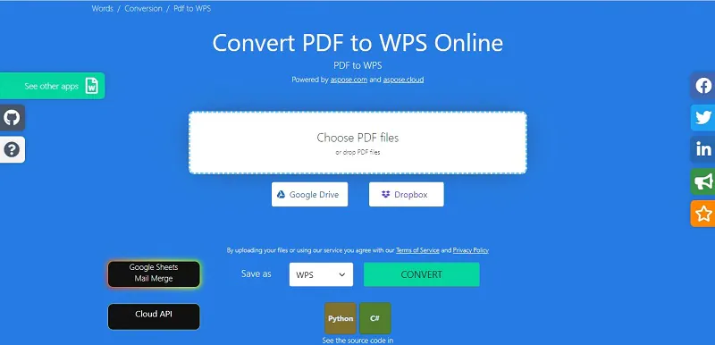 конвертировать pdf в wps онлайн