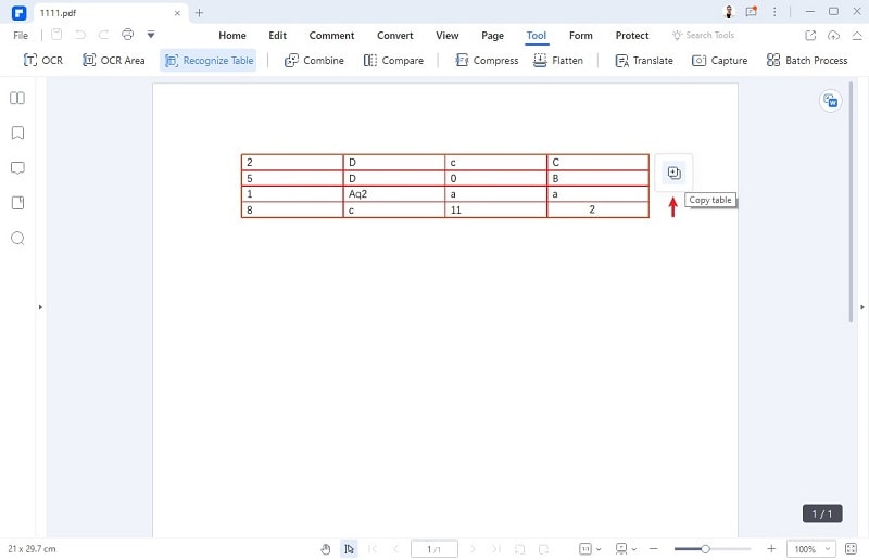 copy table button