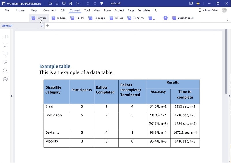 Copy Table from PDF