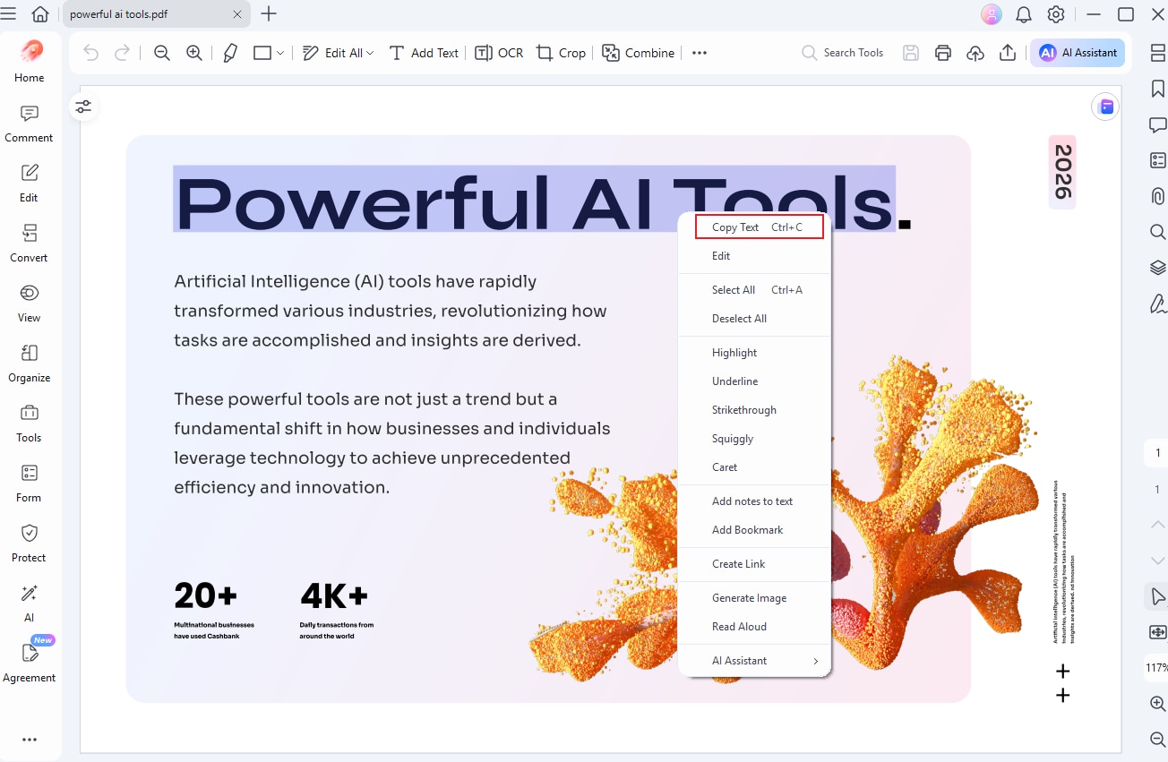 Copy Text from PDF to Word