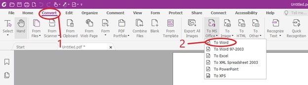 Export PDF to Word in Foxit