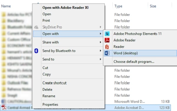 Open PDF to Word in Laptop