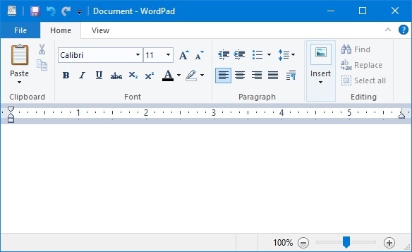 Wordpad in Windows