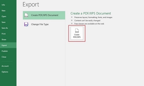 excel export to pdf