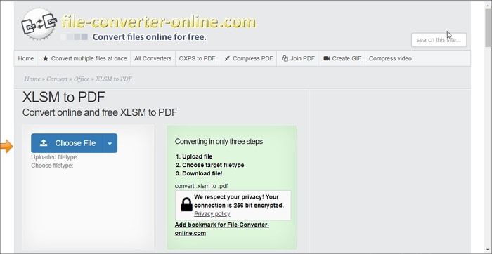 Converter XLSM em PDF On-line