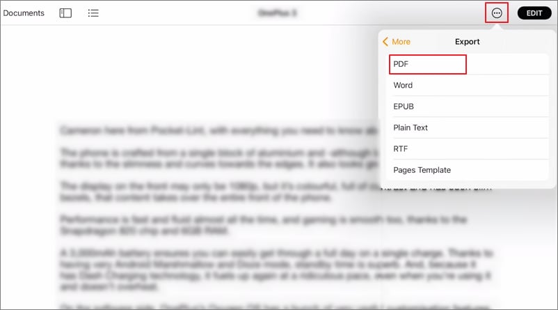 convert pages to pdf on ipad