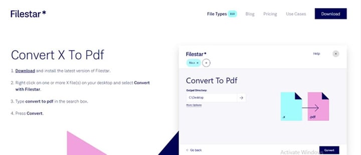 filestar convert xd to pdf
