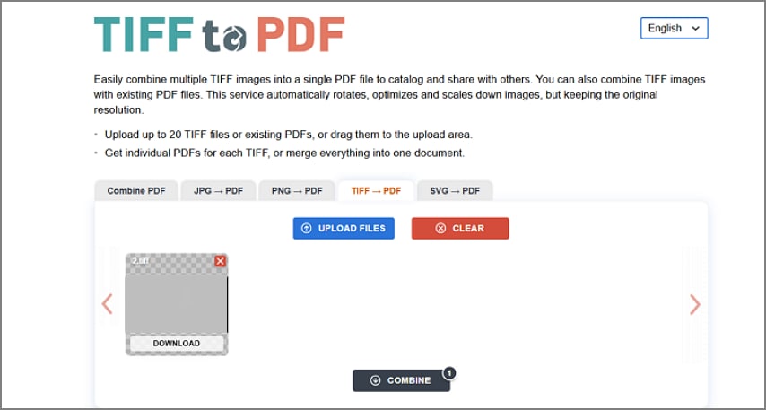 convertir TIFF a PDF tras la exportación