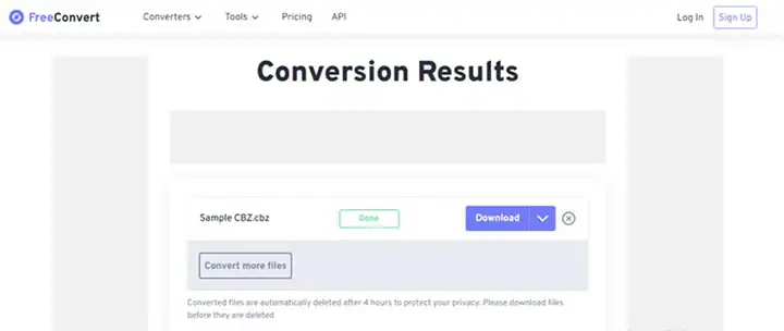 téléchargement dans freeconvert