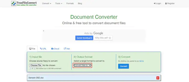 freefileconvert Ausgabeformat