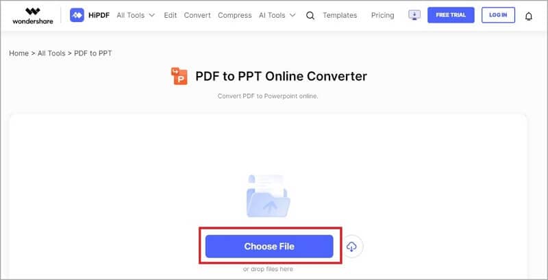 hipdf choose pdf file