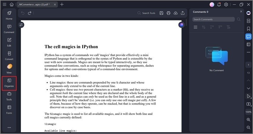 organize pdf in pdfelement tool