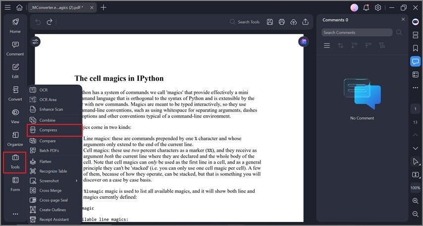 compress pdf file pdfelement screen