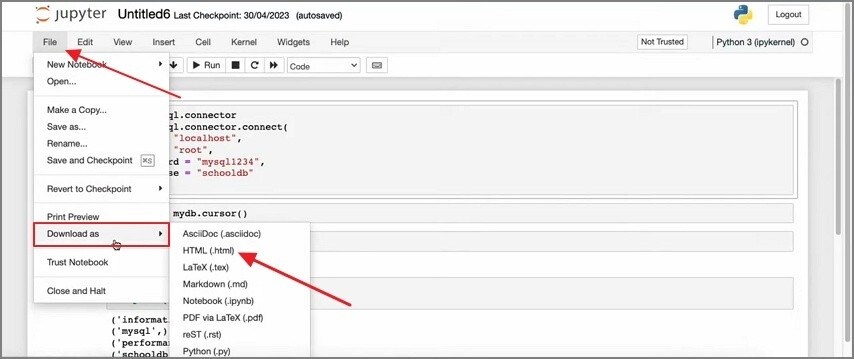 download ipynb as html