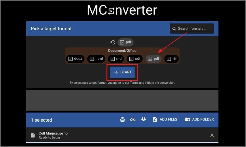 convert ipynb to pdf interface