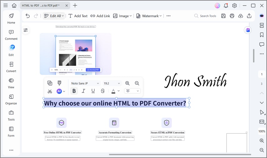 Editar el PDF convertido desde MHTML con PDFelement