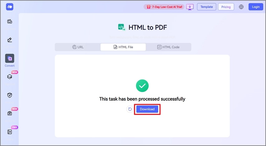 Descargar el PDF generado desde HiPDF