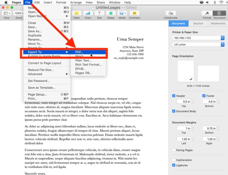 pages to pdf mac
