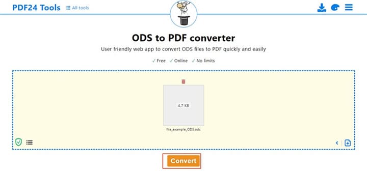pdf24 convert ods to pdf