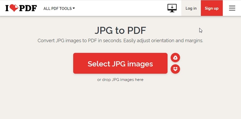 iLovePDF Convertidor de JPG a PDF en Alta Calidad