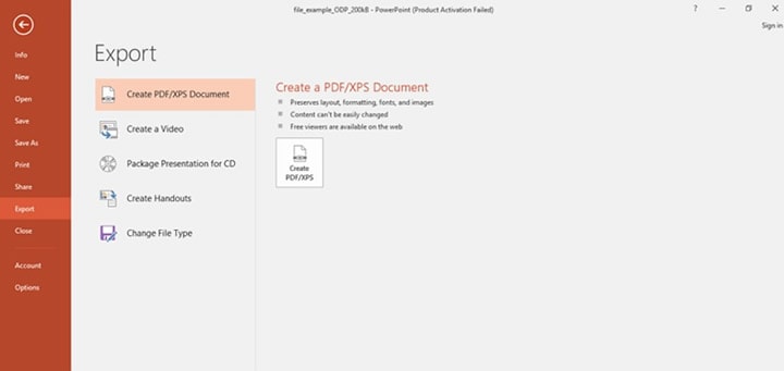 ppt create pdf button