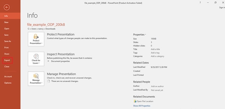 ppt export odp to pdf