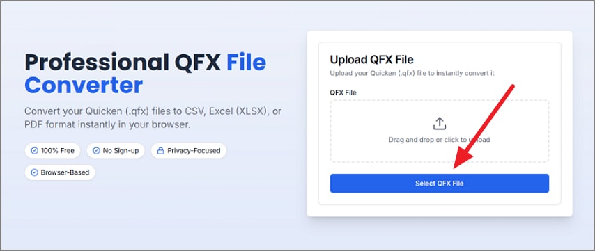 select qfx file to upload
