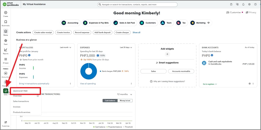enter sales tab quickbooks