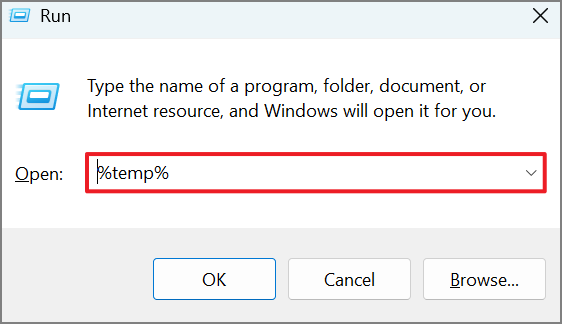 temp command in run window