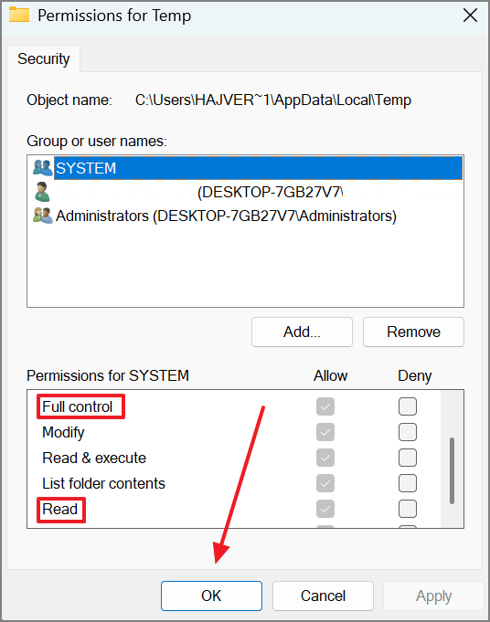 give read write permissions