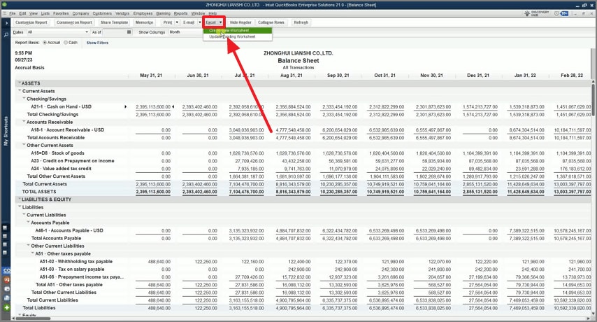 open report in excel