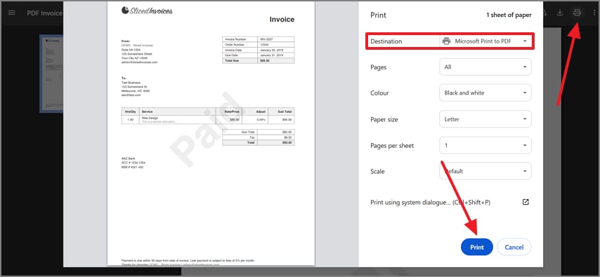 use print to pdf method